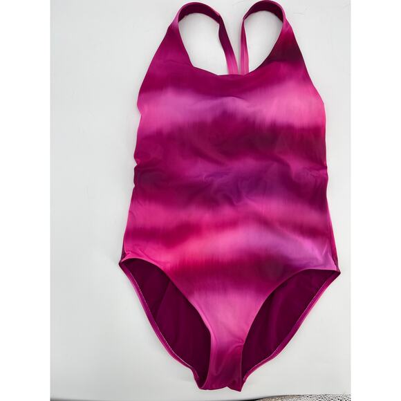 Athleta Other - Athleta Malibu One Piece Swimsuit Sz L Fuschia Pink Medium Coverage Racerback